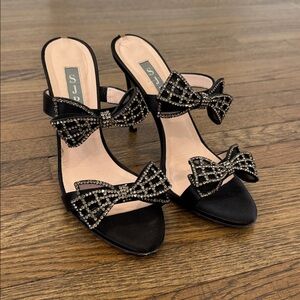 SJP Kim Black Satin Heel Sandals size EU 38